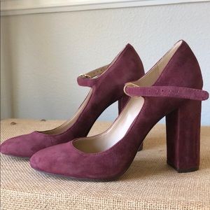 4” Vince Camuto Burgundy Suede Block Heel
